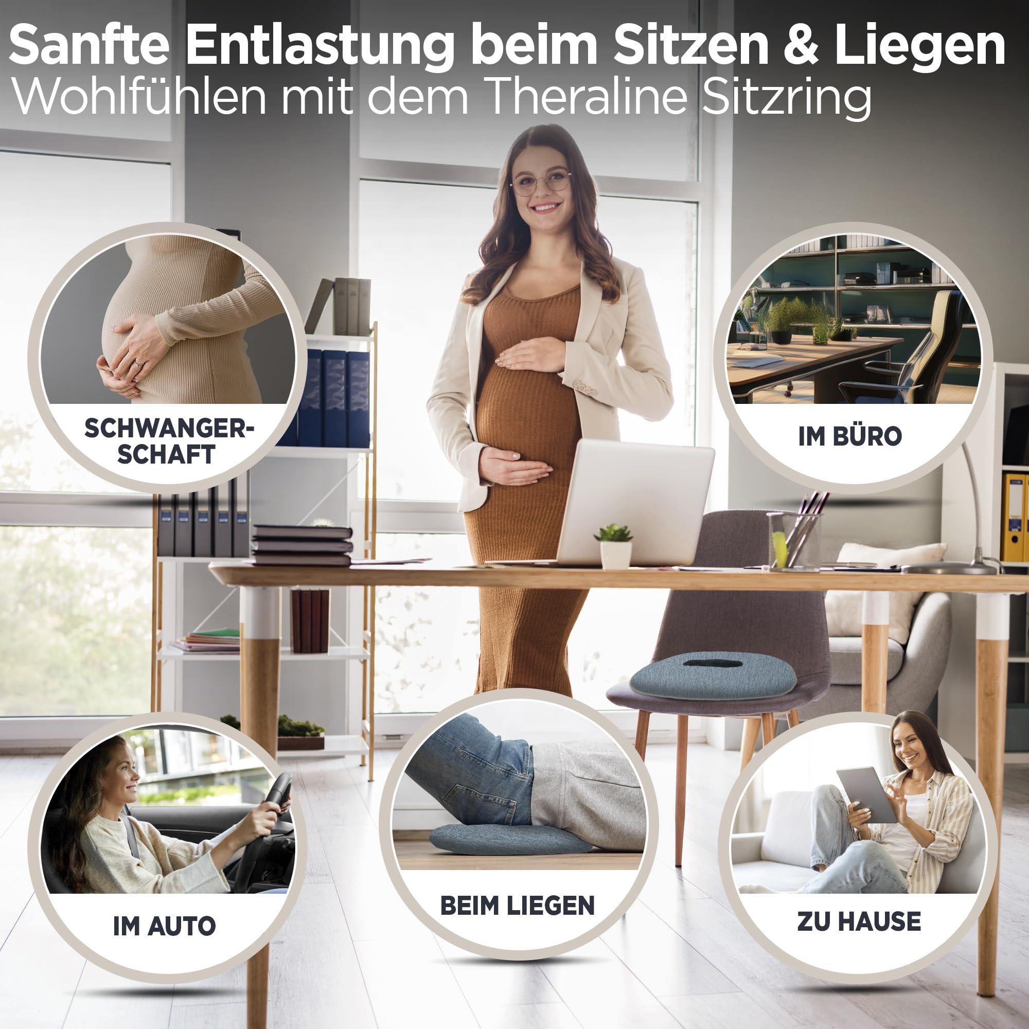 theraline-sitzkissen-sitzring-donut-melange-blau-grau-stei-bein image 2