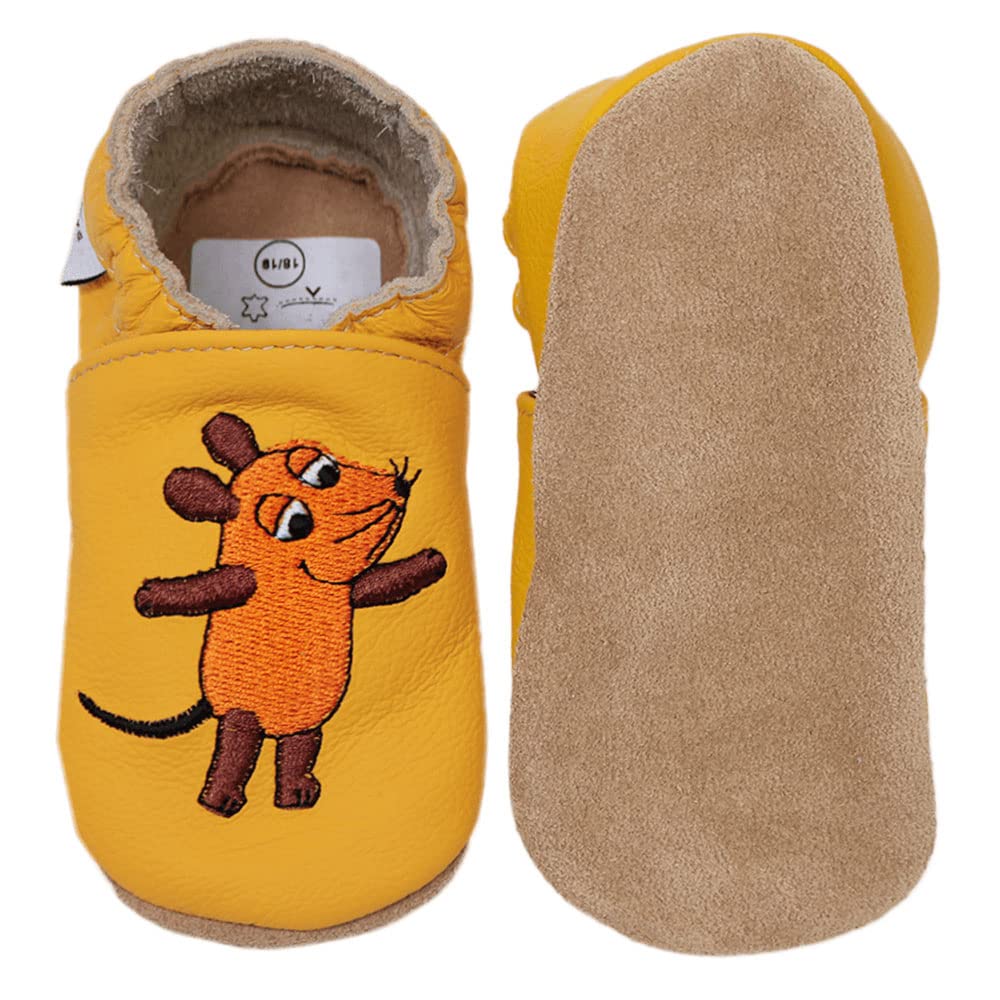 hobea-safestep-krabbelschuhe-leder-maus-elefant-ente-grau image 2