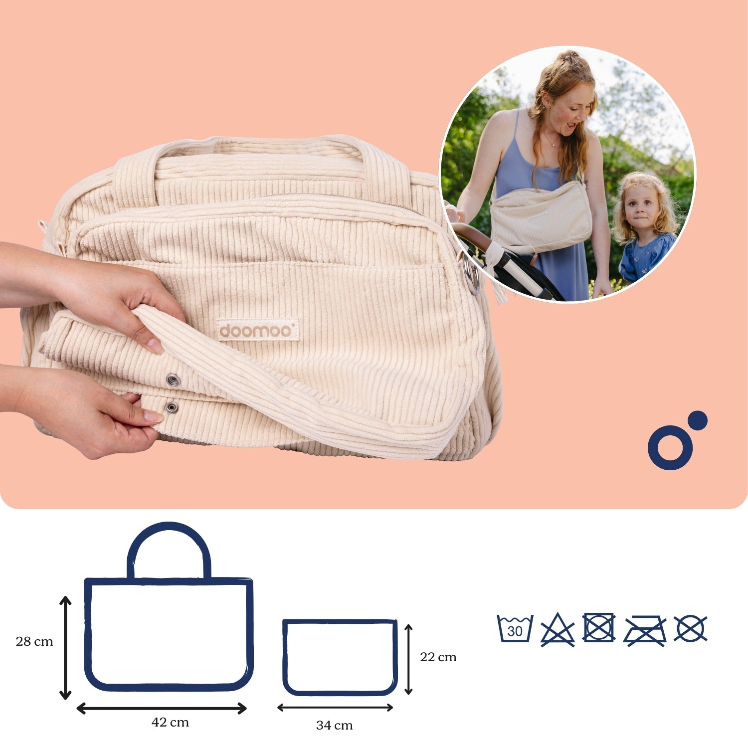 doomoo-fluffy-wickeltasche-cord-sand-mit-wickelzubeh-r image 7