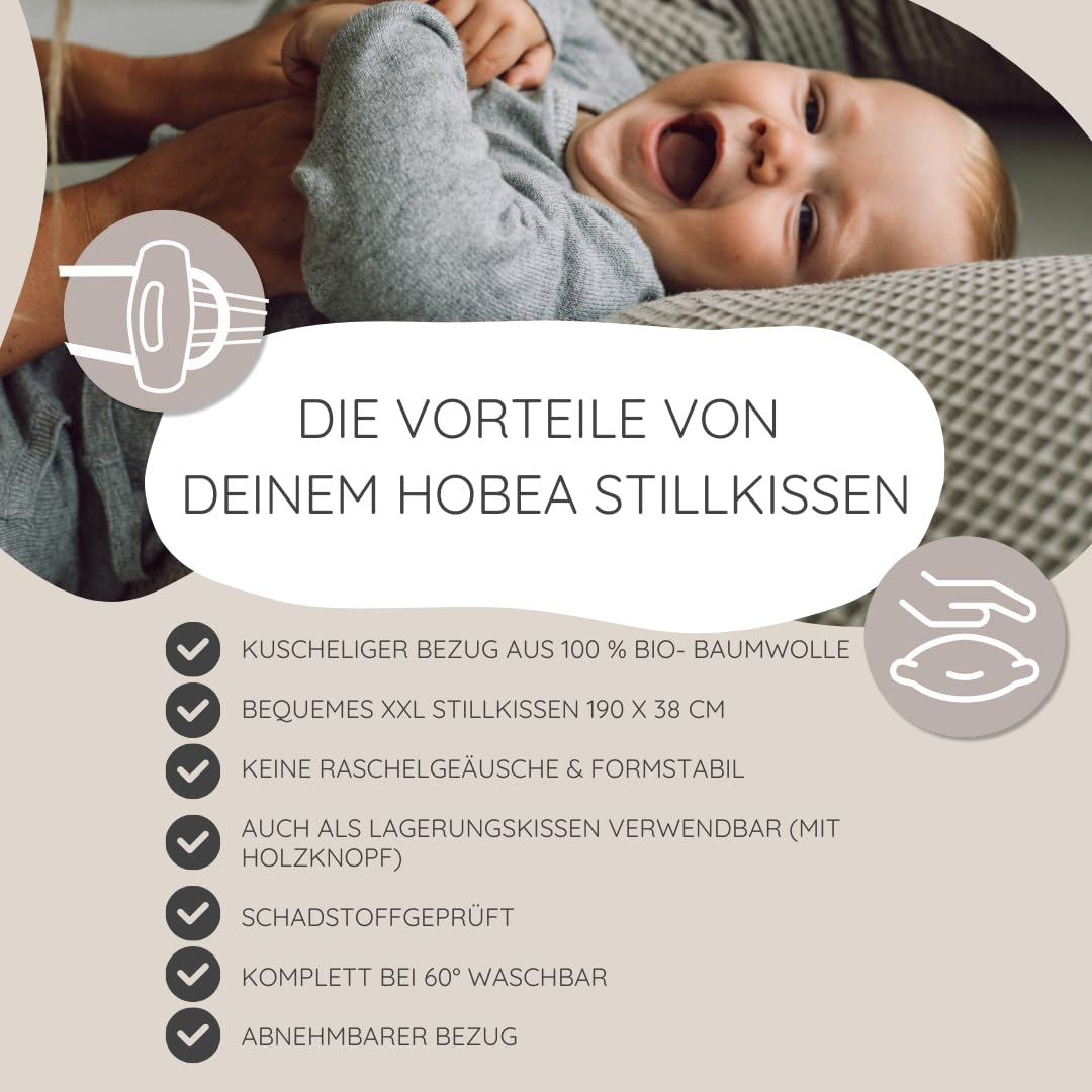 hobea-stillkissen-musselin-taupe-xxl-190cm-bio-baumwolle image 3