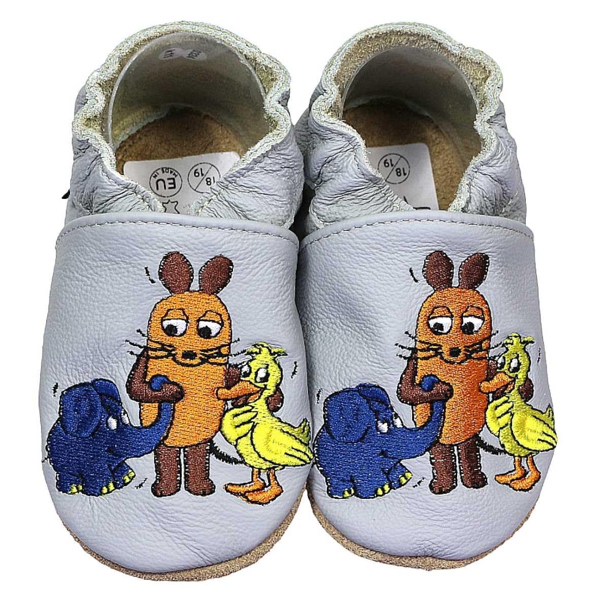 hobea-safestep-krabbelschuhe-leder-maus-elefant-ente-grau image 3