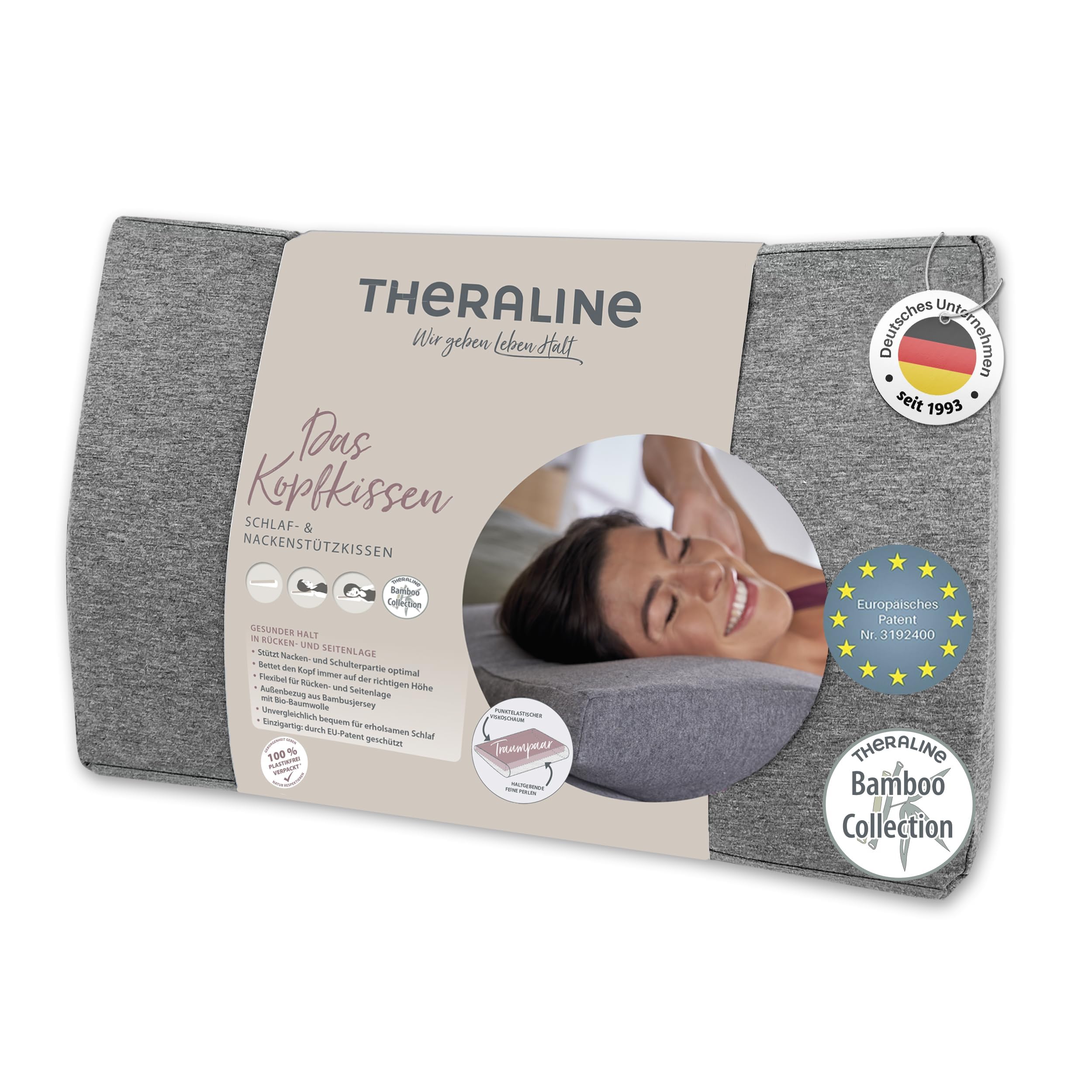 theraline-das-kopfkissen-memory-foam-melange-mittelgrau image 1