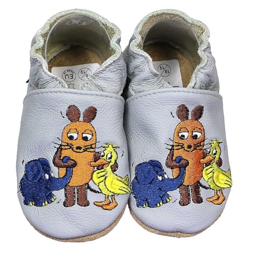 hobea-safestep-krabbelschuhe-leder-maus-elefant-ente-grau image 8