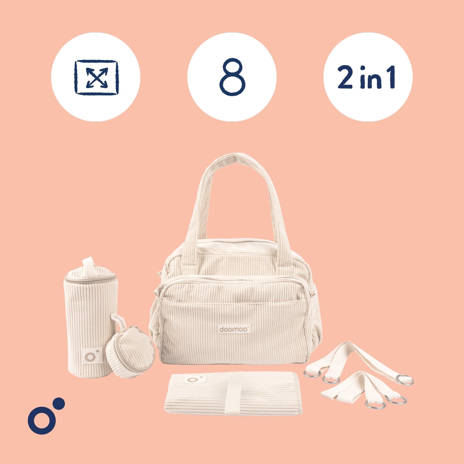 doomoo-fluffy-wickeltasche-cord-sand-mit-wickelzubeh-r image 3