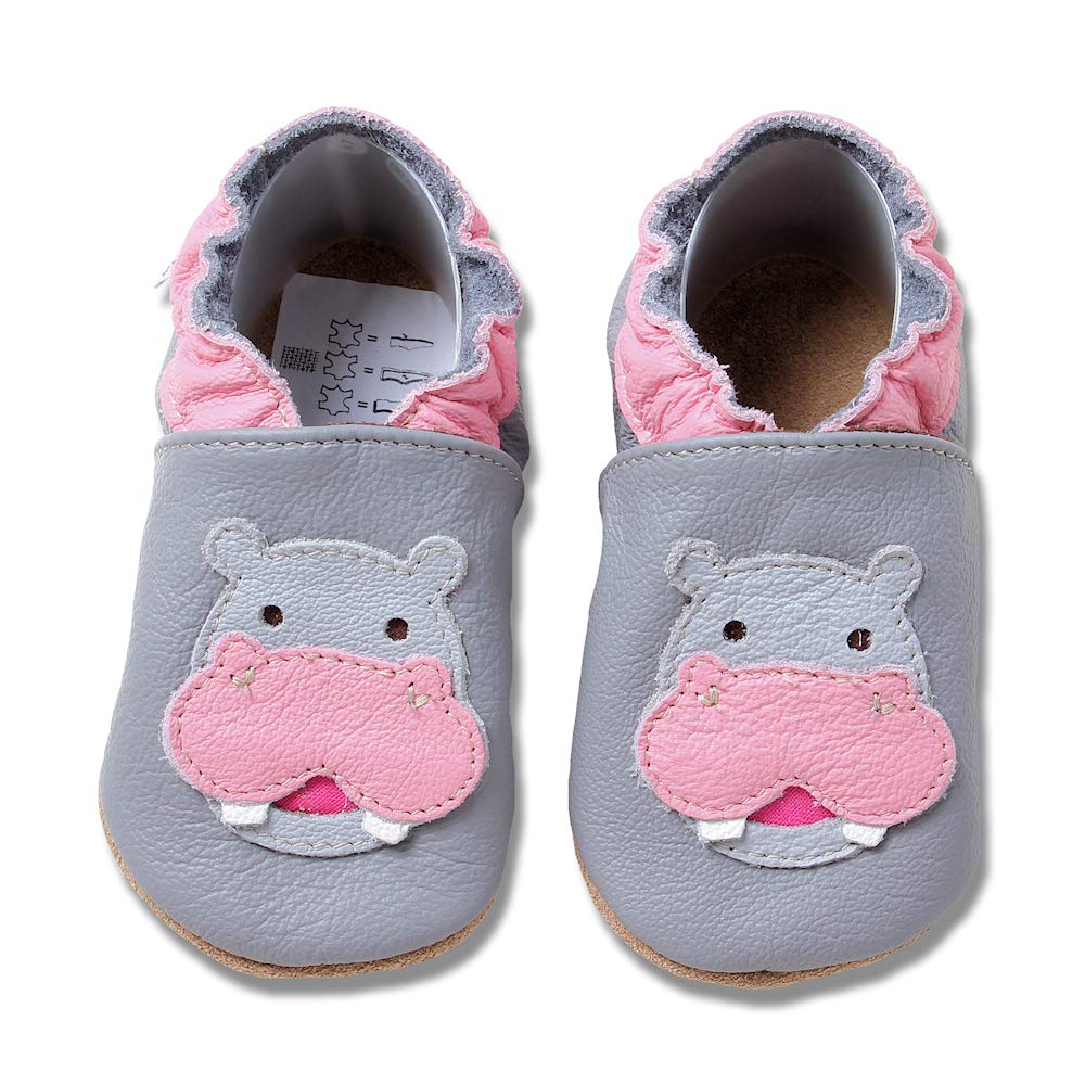 hobea-germany-safestep-krabbelschuhe-nilpferd-grau-rosa-18-19 image 1