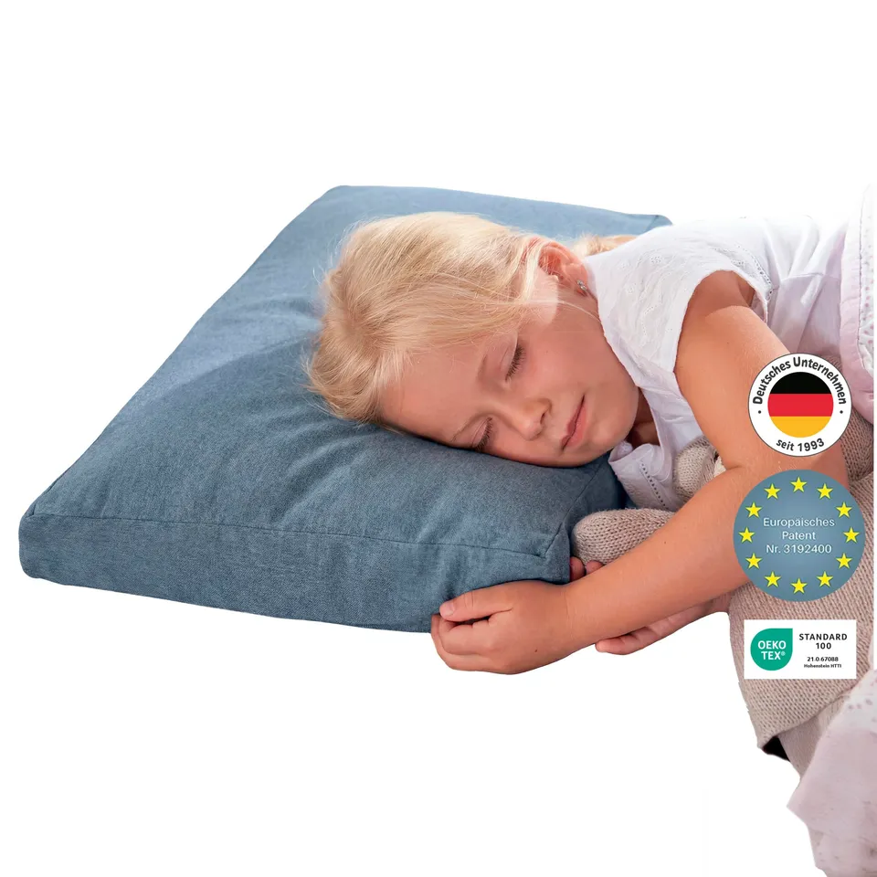 theraline-kinderkopfkissen-memory-melange-blau-grau-30x50 image 1